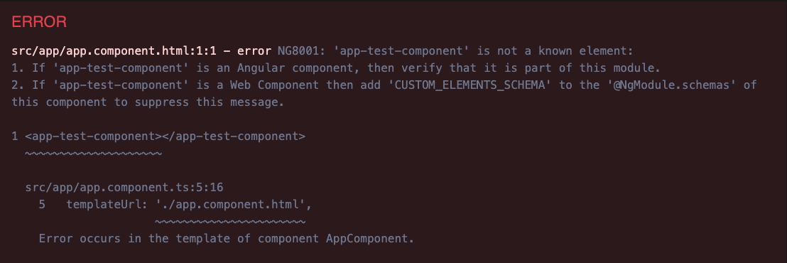 Error not known element