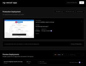 Connecting repository in Vercel panel